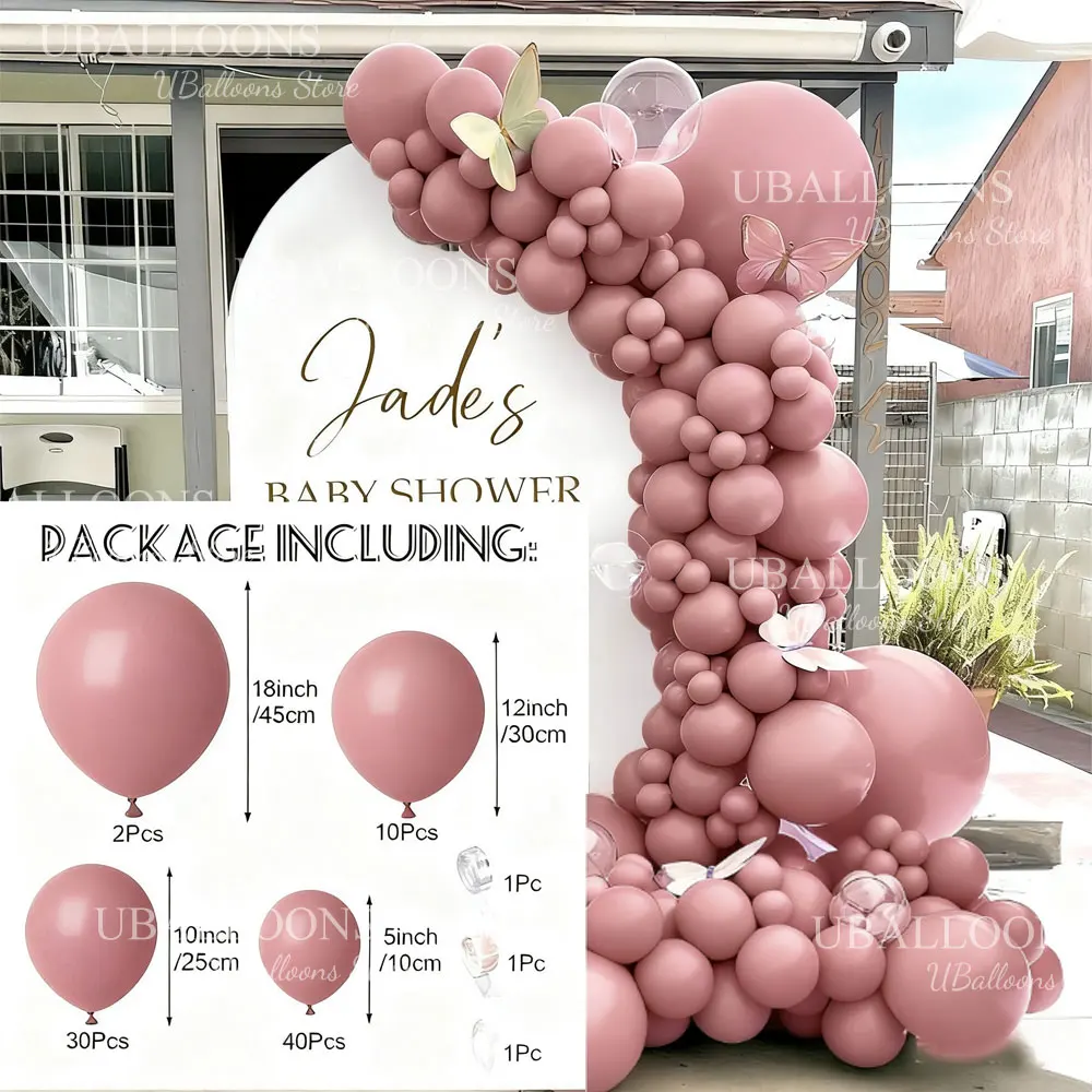 MicroPlush Twilight Pink Ballonbogen 5/10/12/18 Zoll Dusty Boho Haze Pink Ballons Girlande für Geburtstag Babyparty Hochzeit Party Dekor 6