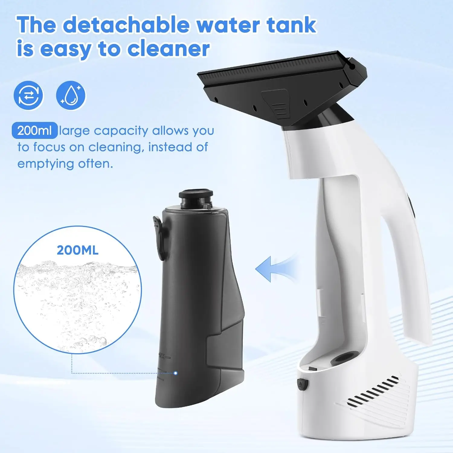 Window Vacuum Squeegee Cordless, Handheld Window Vac with Multi-Purpose Spray Bottle & Microfiber Cloth, Electric Cleaning Tool
