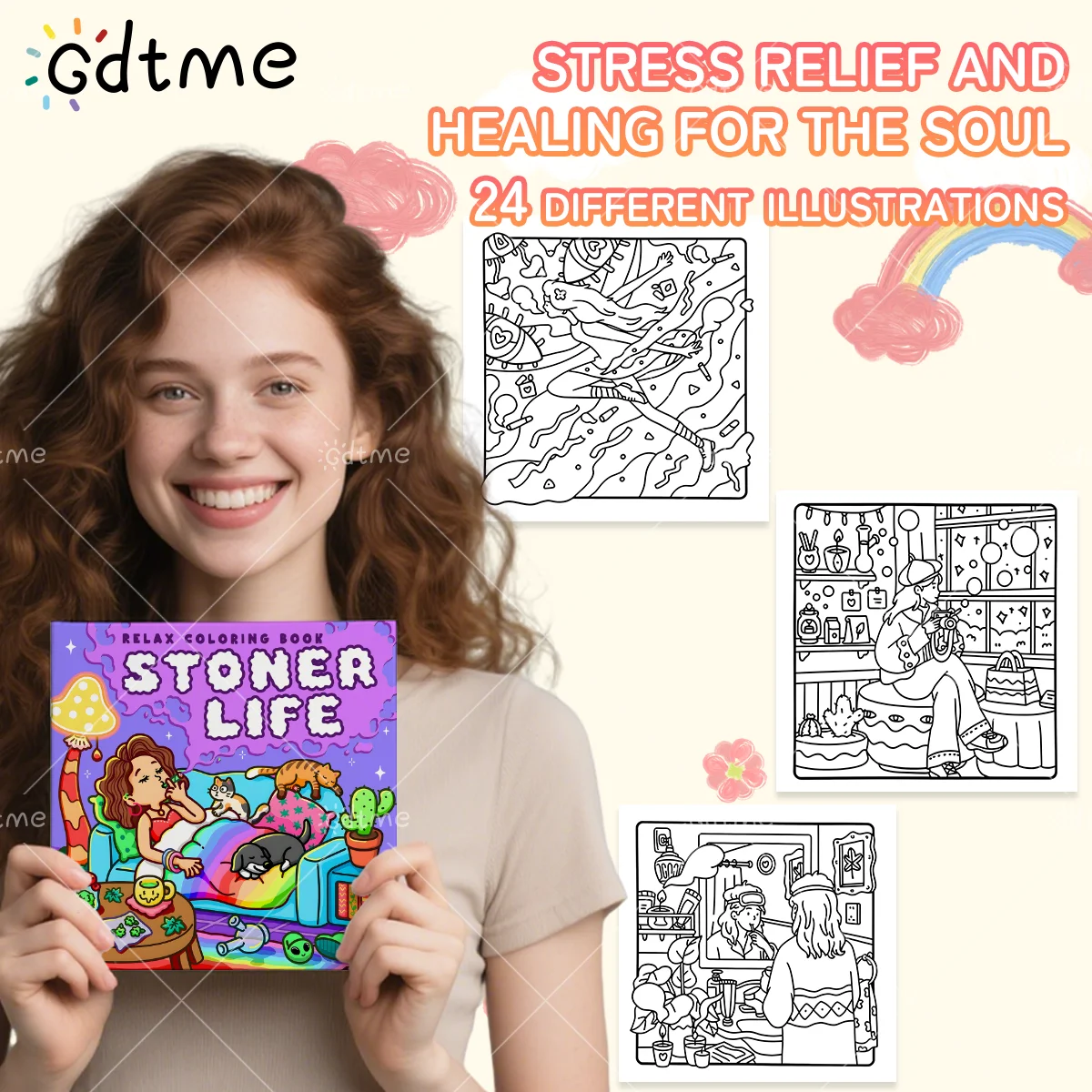 كتاب تلوين مريح للبالغين يتميز بنمط جريئة وسهل الاسترخاء للأطفال كتب رسم تعليمية ذاتية الصنع #3