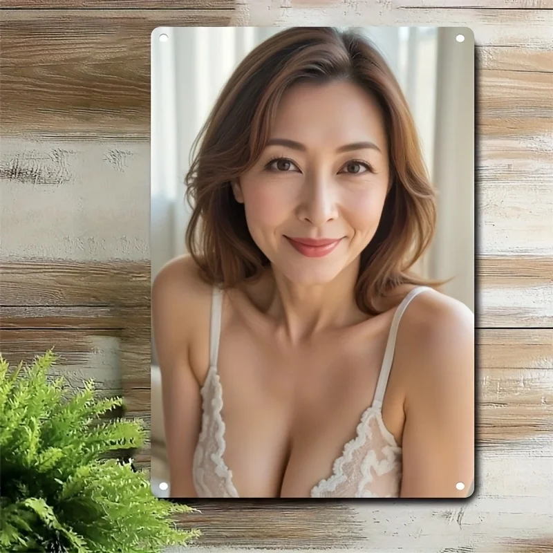 Custom Metal Sign with Woman Face Art, Personalized Photo/Text Durable Iron Wall Decor for Home Cafe Bar Christmas Decoration