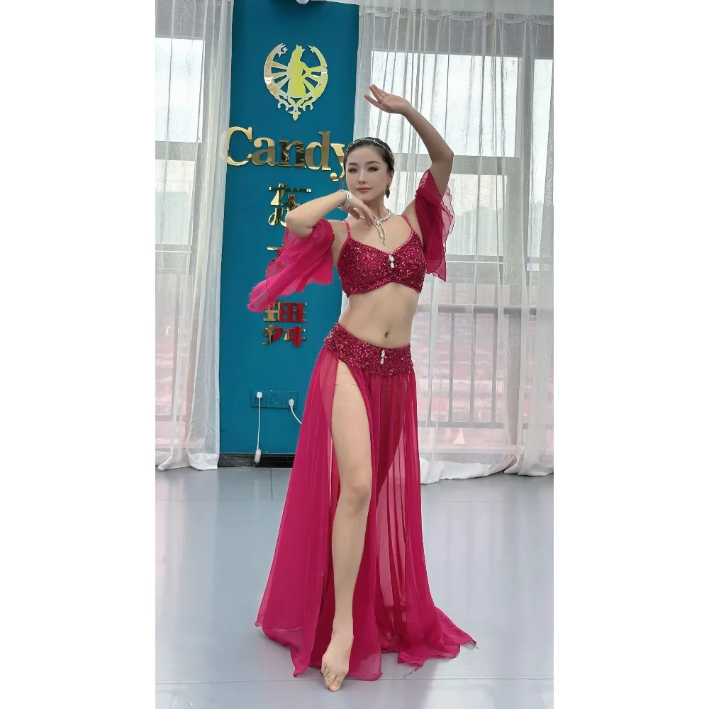 Customized Oriental Dance Baladi Robe Folk Performance Costume Belly Dancewear Saidi Glitter Group Stage Performance Costume