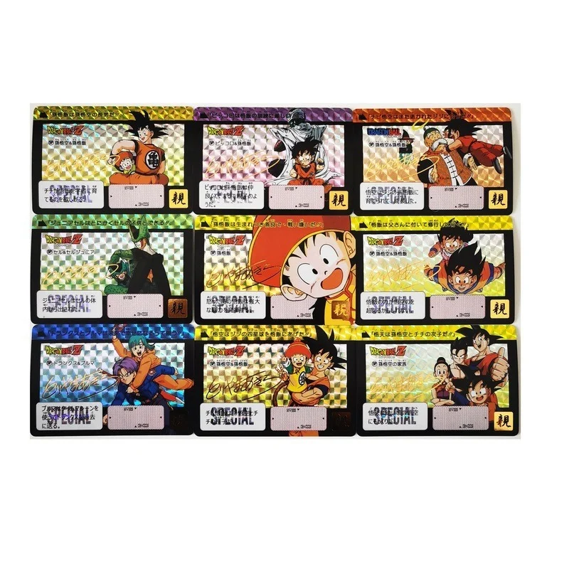 9pcs/set Dragon Ball Z Family Affection Signature Super Saiyan Goku Vegeta Hobby Collectibles Game Anime Collection Cards