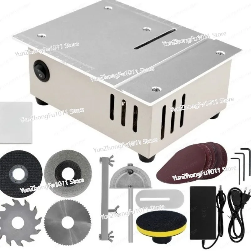 Micro Table Saw With 4 Sets Saw Blades Dual Motor Control 7 Speed 96w Portable Precision Table Saw Height Adjustable 0.1-15mm
