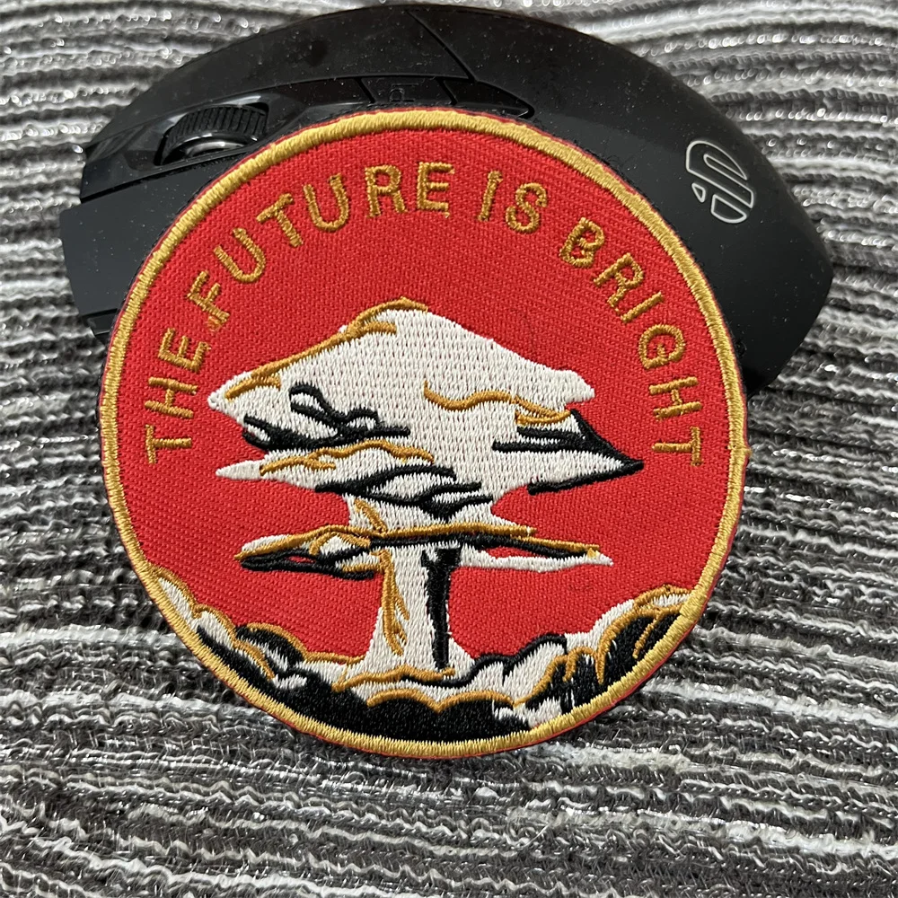 The Future Is Bright Embroidery Patch on Clothing Hook and Loop Patches Backpack Explosive Mushroom Cloud Tactical Morale Badges