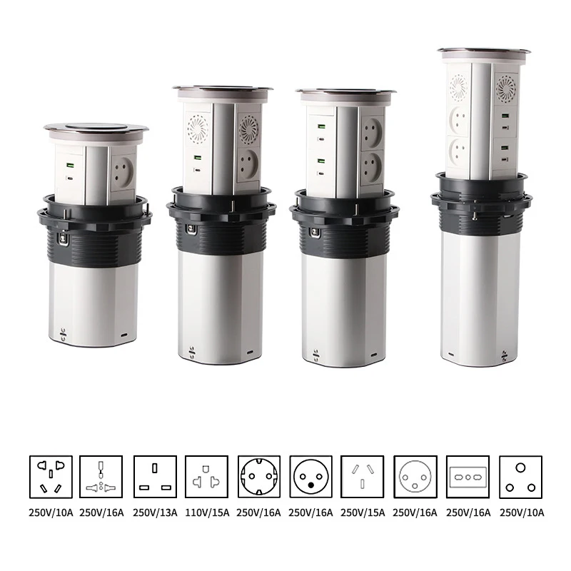 WIFI Desktop Israeli Chile Smart Lift Socket Electric Countertop Wireless Charging USB Type-c Charging Kitchen Desk Lift Socket