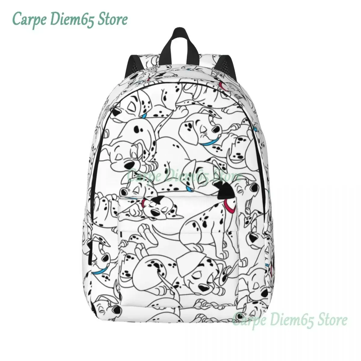 Cute Sleeping Dalmatians Dog Canvas Backpacks for Men School College Student Bookbag Fits 15 Inch Laptop Dalmatian Puppy Bags