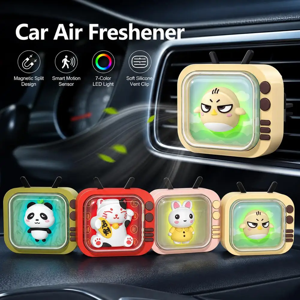 7-Color LED Car Aroma Diffuser Auto On/Off Air Vent Perfume Ornament with Night Light Automotive interior Accessories