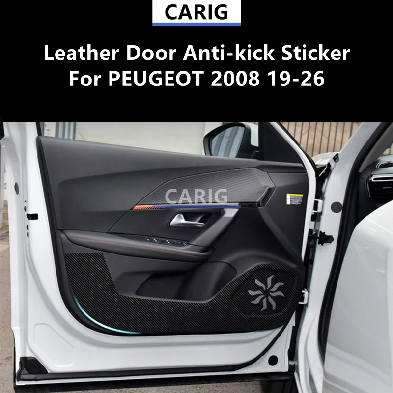 

Для PEUGEOT 2008 19-26: Кожаные накладки на двери (защита от ударов), модифицированные аксессуары для интерьера автомобиля, декоративные элементы для тюнинга