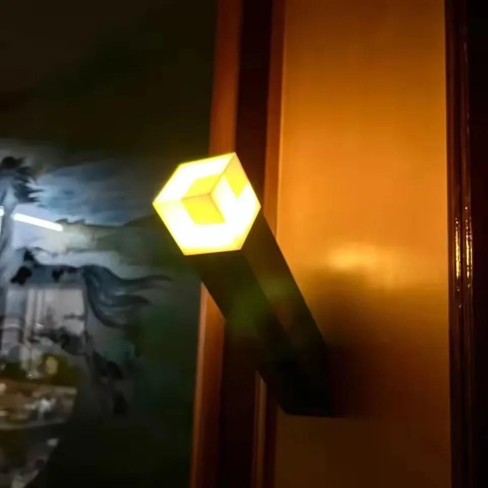 MC Game Brownstone Torch Lamp Figure 4Colors LED Night Light Bedroom Decorative Table Lamp USB Charging with Buckle Kids Toy Gif image 4