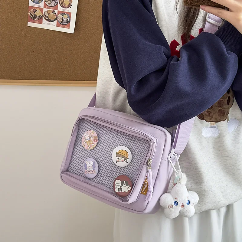 New Cute Mini Ita Shoulder Bag Sweet Girls Transparent Comic Bag Phone Small Crossbody Bag DIY Display Doll Badge Handbag Purses view 4