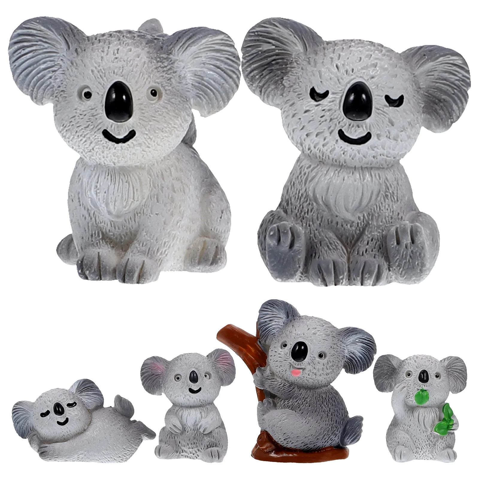 6 Pcs Model Desktop Small Ornaments Tiny Animal Statue Resin Lovely Mini Koala Figurine