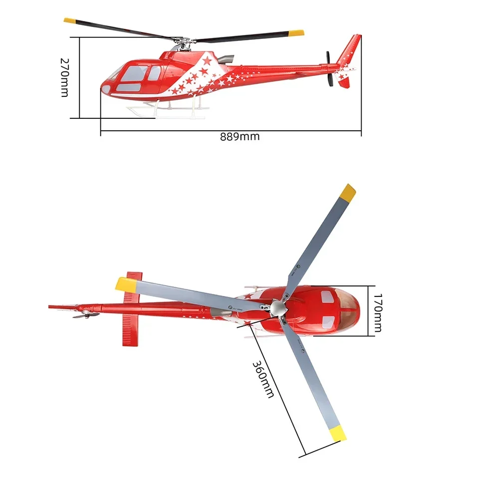 Flywing 6CH Brushless 500 Size AS350 Small Squirrel Scale Helicopter Three Rotor Blade With H1 GPS Flight Controller