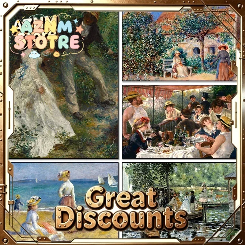 Vintage Pierre Auguste Renoir Artworks Lunch of The Boating Party Art Poster Canvas Painting And Prints Picture Room Home Dec