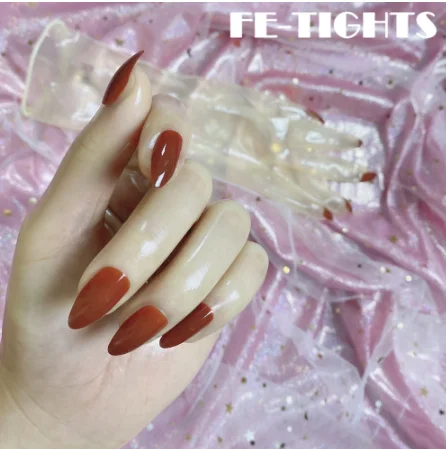 

Oil Shiny Transparent Super Thin Latex Zentai Long Gloves With Red Nails Sheer Cosplay Kigurumi Gloves For Crossdresser