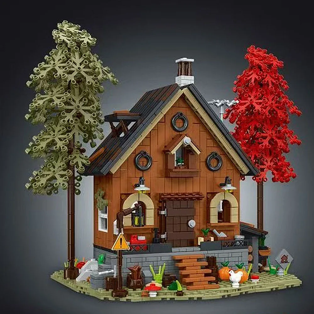 Creative Expert modulaire gebouwen MOC XMORK 031072   Forest Cabin Cottage Houten Huis Model 1643 Stuks Bouwsteen Puzzel Speelgoed 21338