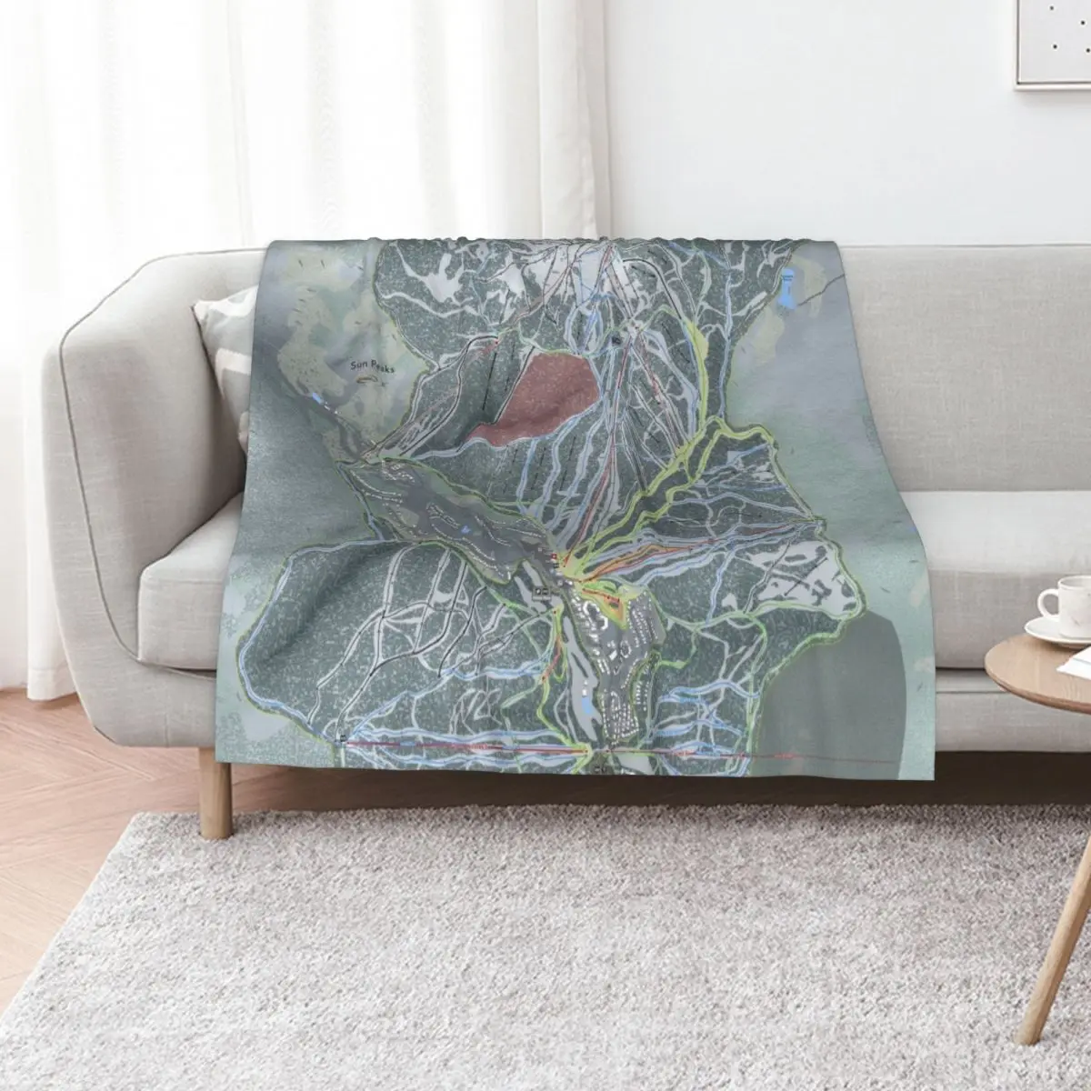 Sun Peaks Resort Trail Map Throw Blanket For Decorative Sofa Thins Plaid For Baby Warm Bed covers Blankets