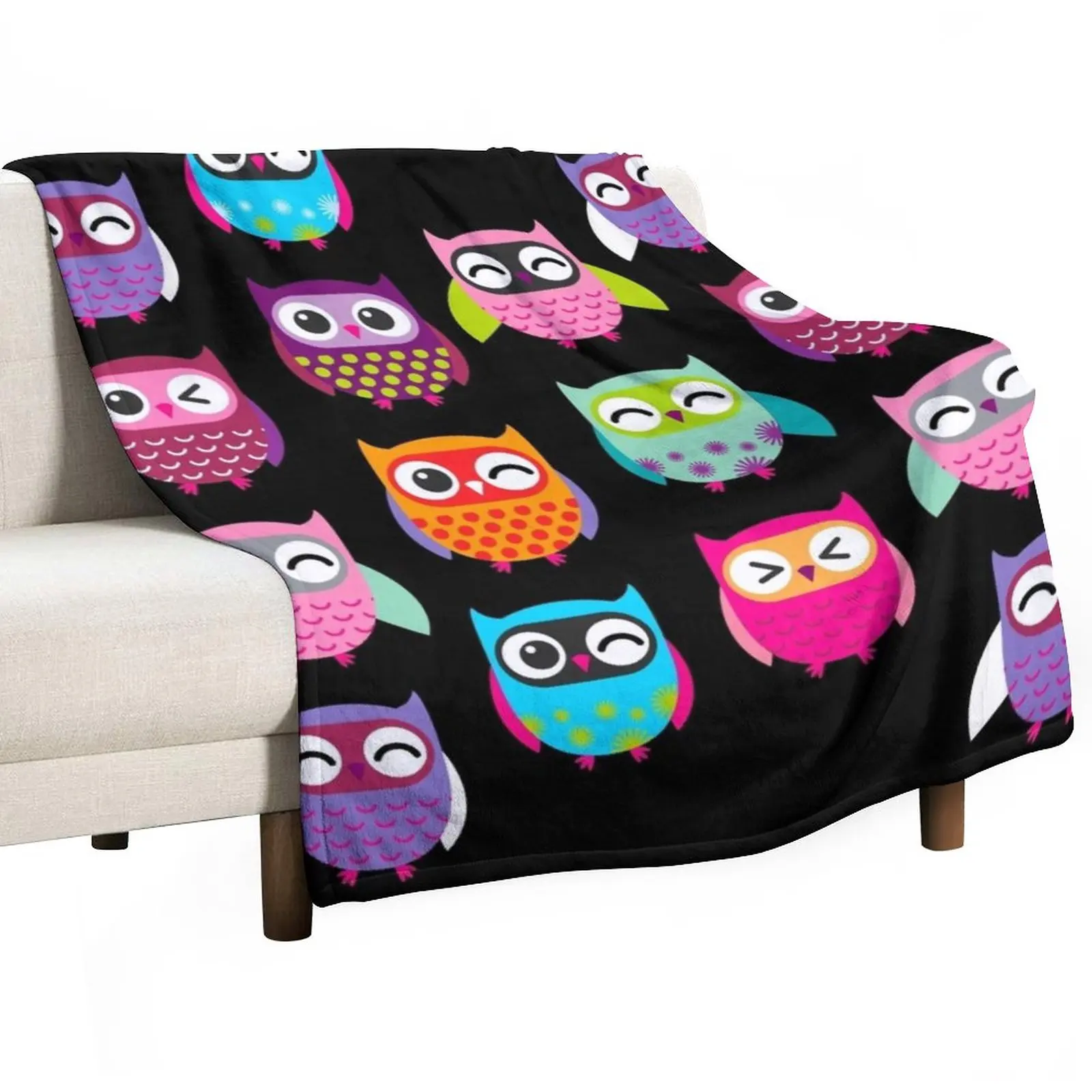 

Cute Colorful Owls Throw Blanket Blankets For Baby cosplay anime Decorative Throw Blanket