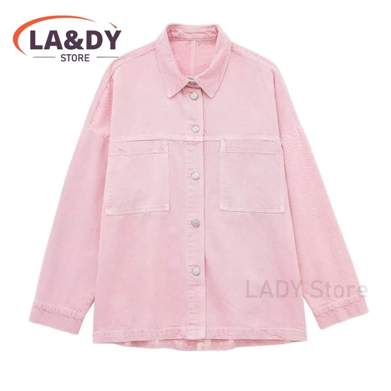 Jacket Women 2024 Spring Autumn Fashion Long Sleeve Cowboy Coat Female Solid Color Casual Button Pocket Tops Outerwear