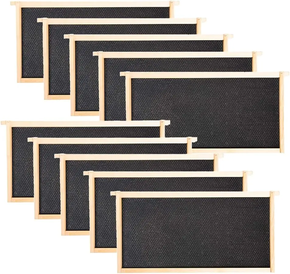 

Beehive Frames and Wax Foundations for Deep Brood Box Bee Hives Frames and 100% Beeswax Coated Foundations Sheets Deep Bee Frame