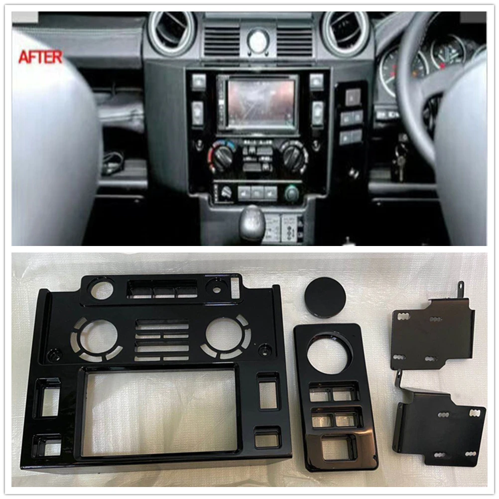 

For Land Rover Defender 90 110 Center Console Dash Board Nav Head Unit Fascia Panel Kit 2Din Front Central Dashboard Frame Cover