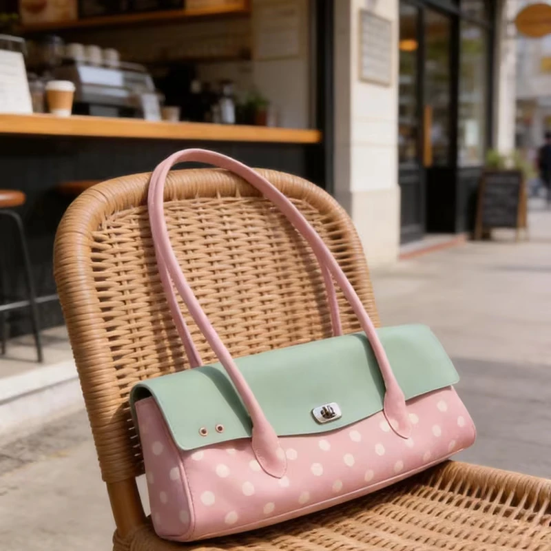 Strawberry Polka Dot Jelly Hobo Shoulder Bag,women Sweet Cute Colorblock Long Stick Handbag,casual Commute Work Everyday Purse