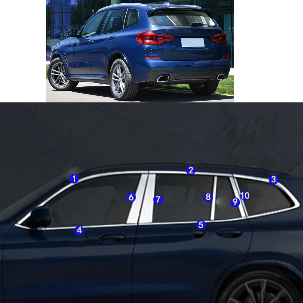 

Car Sticker Garnish Pillar Window Middle Strip Trim Frame Hoods For BMW X3 xDrive 25i 28i 30i 2018 2019 2020 2021