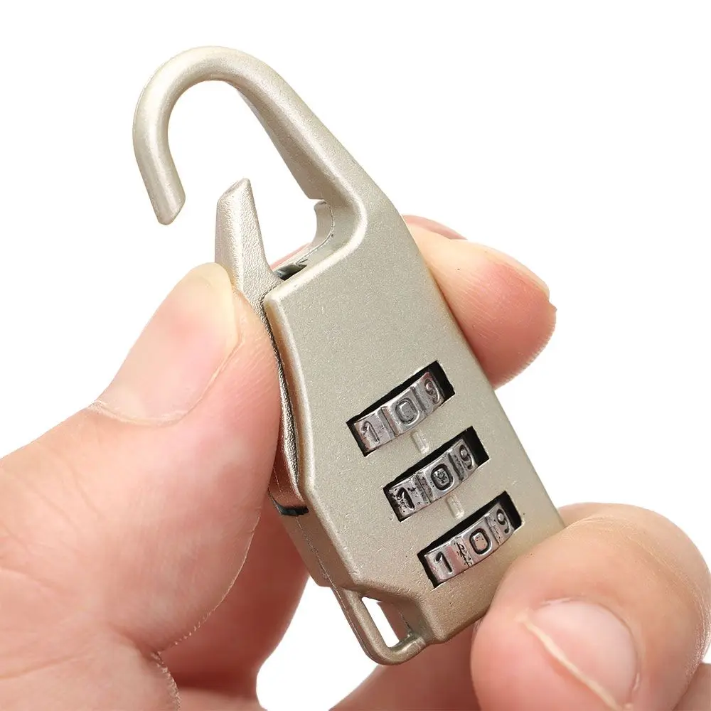 Durable 3 Digit Combination Lock Bags Padlock Password Locks Zipper Padlock Backpack Baggage Anti-theft Lock