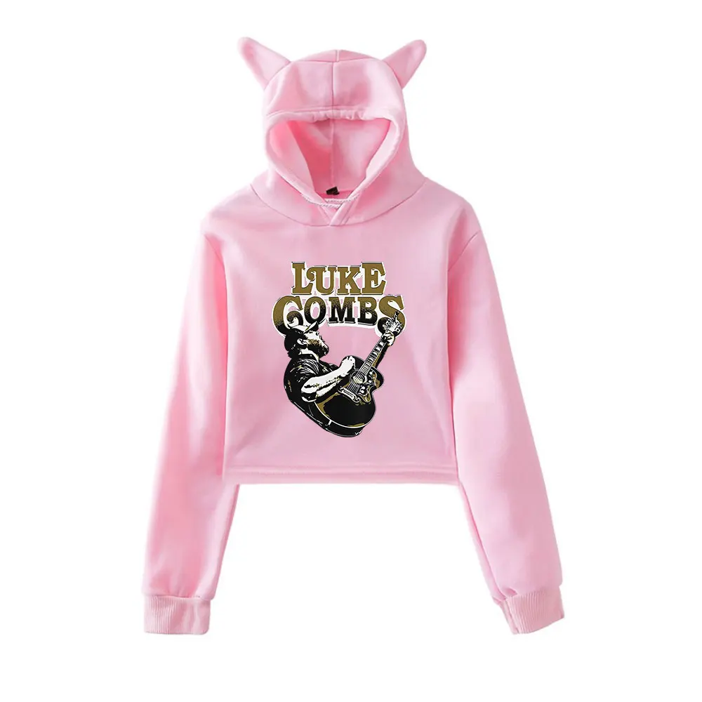 Luke Combs Vintage 90s Streetwear Hoodie Merch Hoodies Sweatshirts for Girls Cat Ear Crop Fashion Sports Pullover