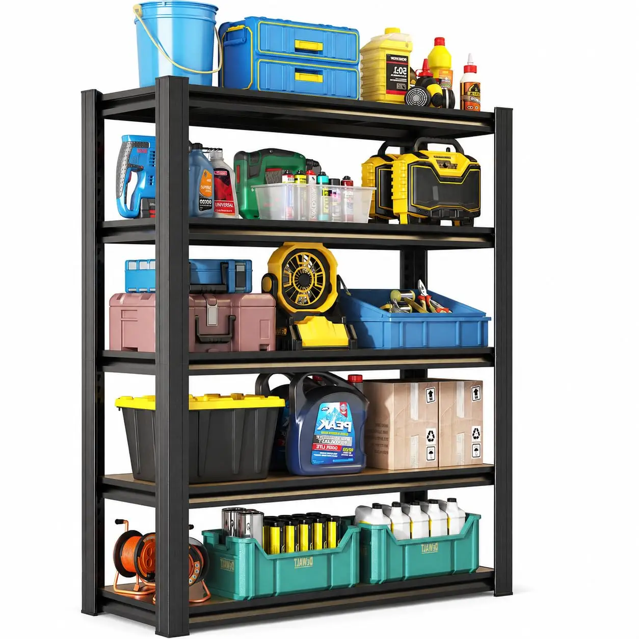 Heavy Duty 5 Tier Metal Garage Shelving, 72