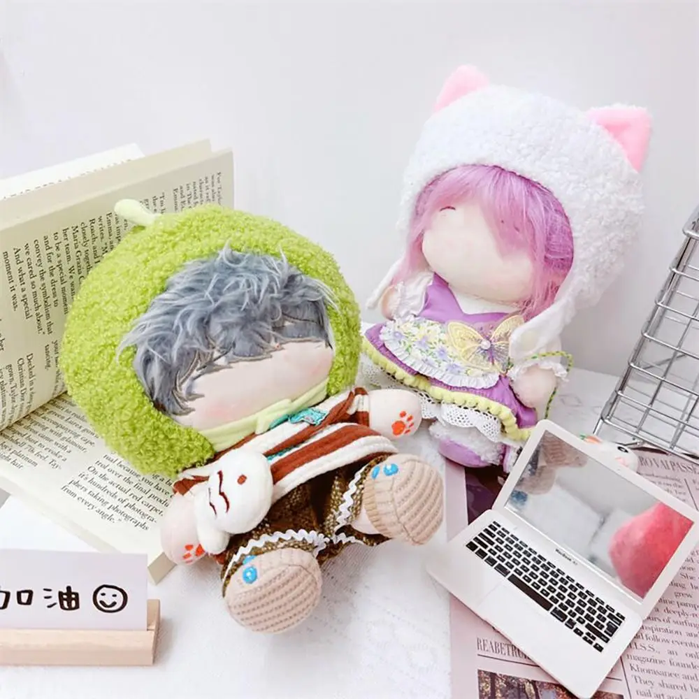 20CM Doll Headgear Deer Cat Bread Rabbit Bear Dinosaur Cartoon Animal Ear Cap Cos Outfit Change Dressing Game Cute Plush Hat
