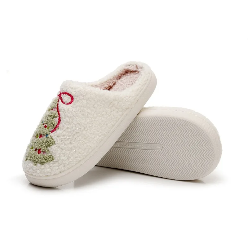 Christmas Couple Slippers with Tree Design Plush Warm House Shoes Non-Slip Soft Sole for Women Men Holiday Gift Indoor Outdoor ﻿ - Image 6