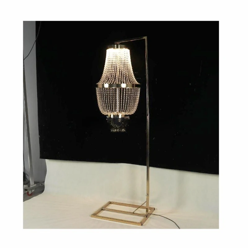 5-6Ft Adjustable Gold Metal Floor Stand Walkway Stage Background Decorative Hanging Rack Wedding