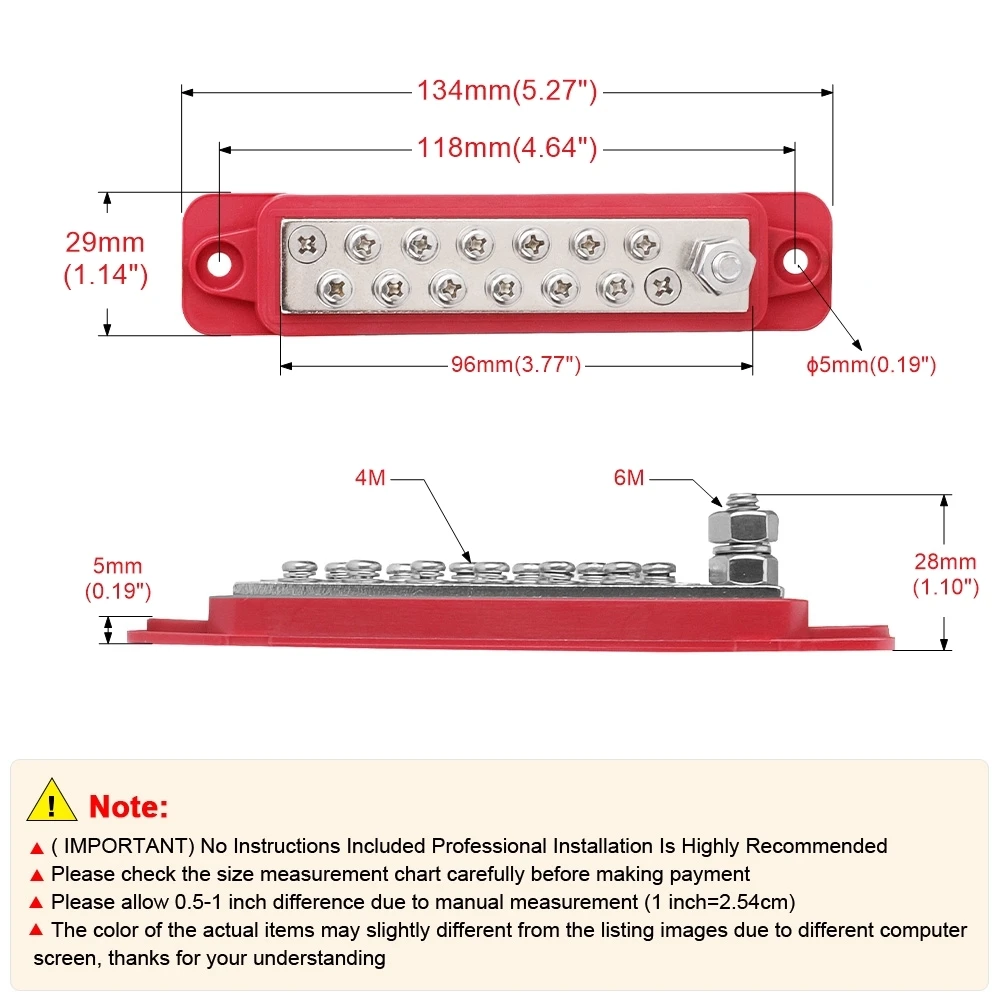 Power Distribution terminal block 250A Terminals Bus Bar 12v M6 M8 Battery Positive Negative Busbar Stud for Camper RV Boat