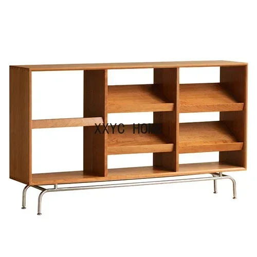 

Japanese-Style Solid Wood Living Room Display Cabinet Shelf Nordic Floor Integrated Magazine Bookcase