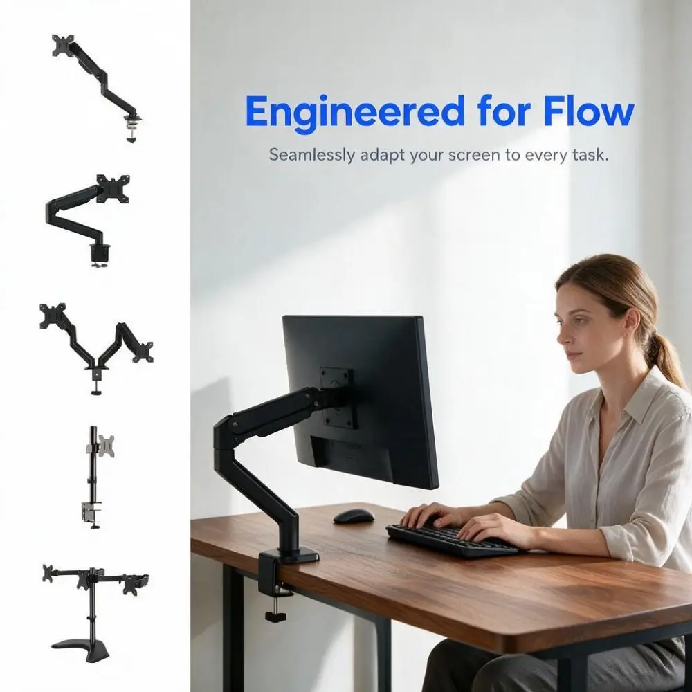 Rotating Monitor Stand 1/2/3 Screen Height Adjustable Dual Screen Monitor Mount 10-35 Inch Screen Mechanical Arm