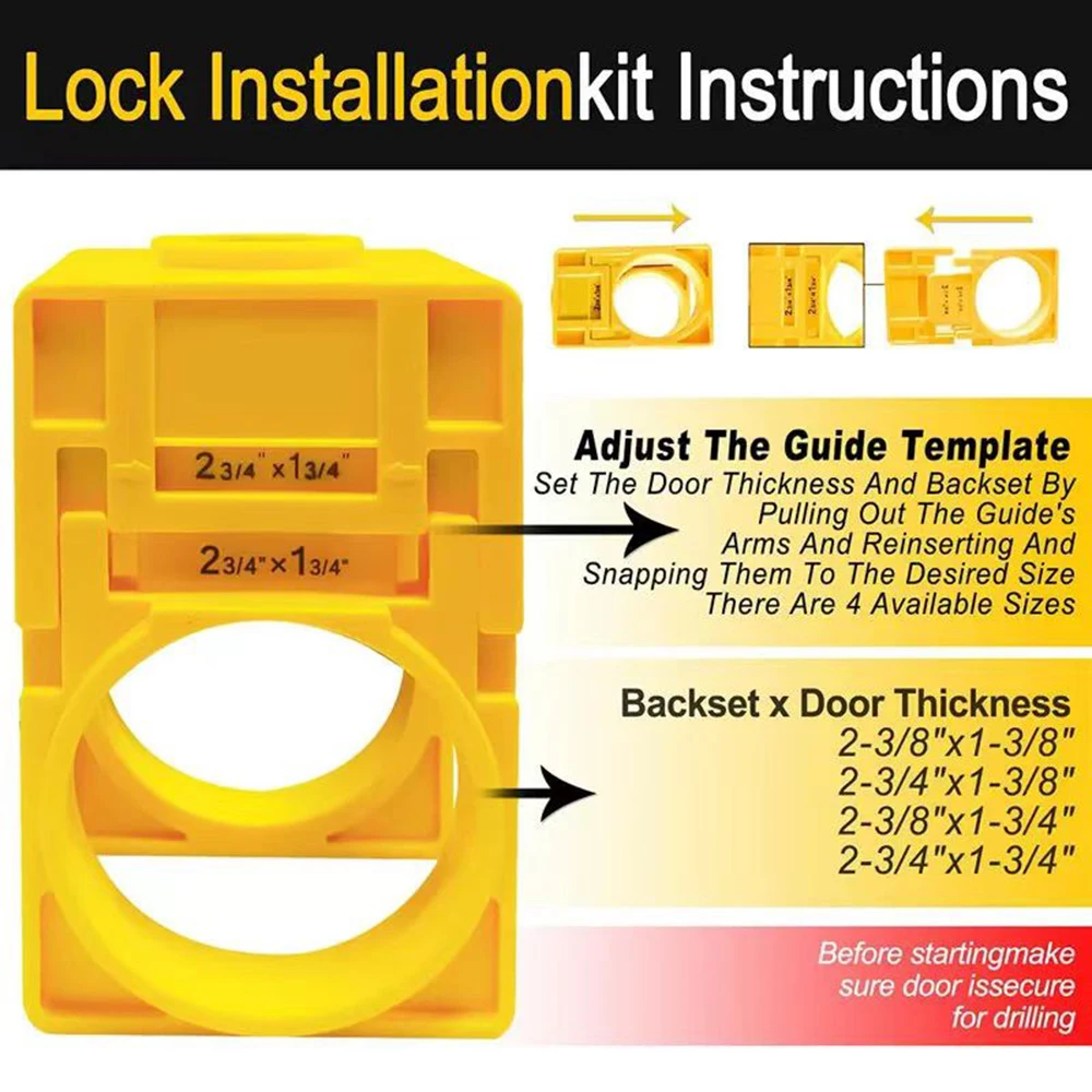 Professional 35mm Door Lock Installation Kit,1-3/8" - 1-3/4" Wooden Door Hole Saw&Guide Template Set,Fall Home Improvement Tool