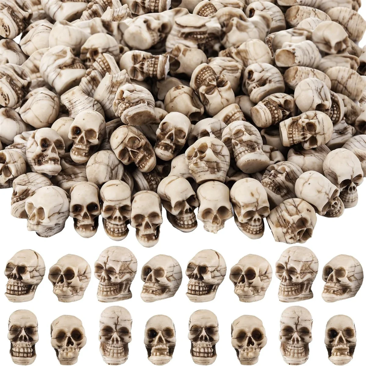 Mini Skull Figurine Miniature Skeleton Head Table Decor Micro Landscape Figure Halloween Prank Props Haunted Dollhouse Decor