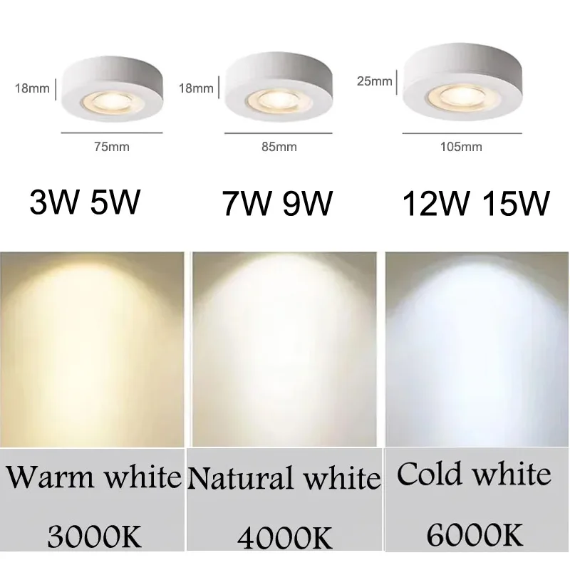 Ultra Thin Led Downlight Ceiling Light Cob Spotlight 3w 5w 7w 9w 12w 15w Panel Light Display Cabinet Wine Cabinet Lighting Ac220