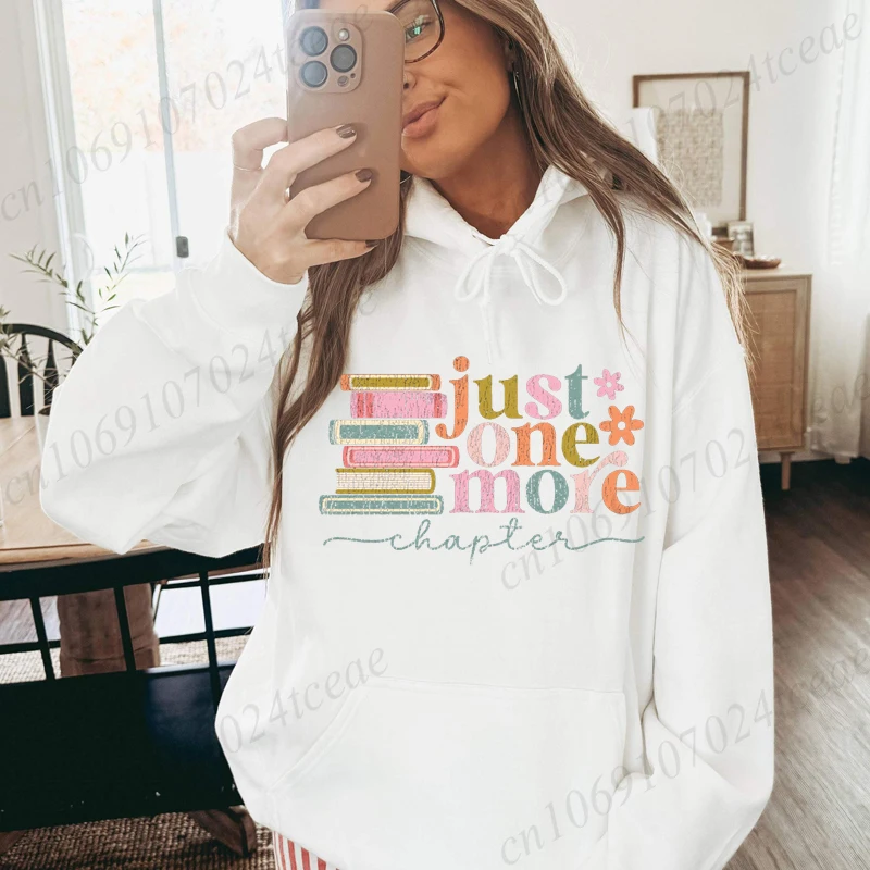 مجرد فصل آخر أزياء طباعة هوديي عارضة مقنعين البلوز كتاب عاشق هوديس الخريف الشتاء الملابس النسائية كبيرة الحجم #5