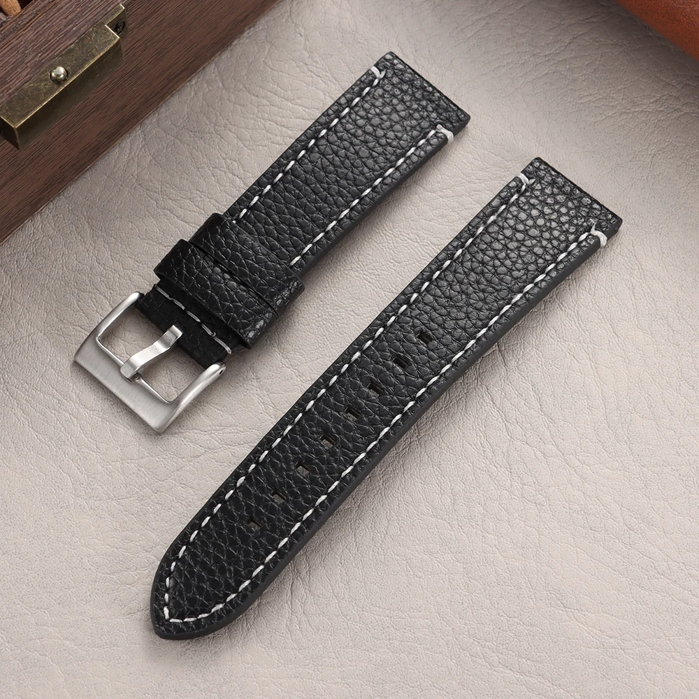 Leder-Uhrenarmband mit Litschi-Muster 18mm 20mm 22mm 24mm Armband für HUAWEI WATCH GT4 5 Pro Ersatz Universelle Weiche Uhrenarmbänder – Detail 16