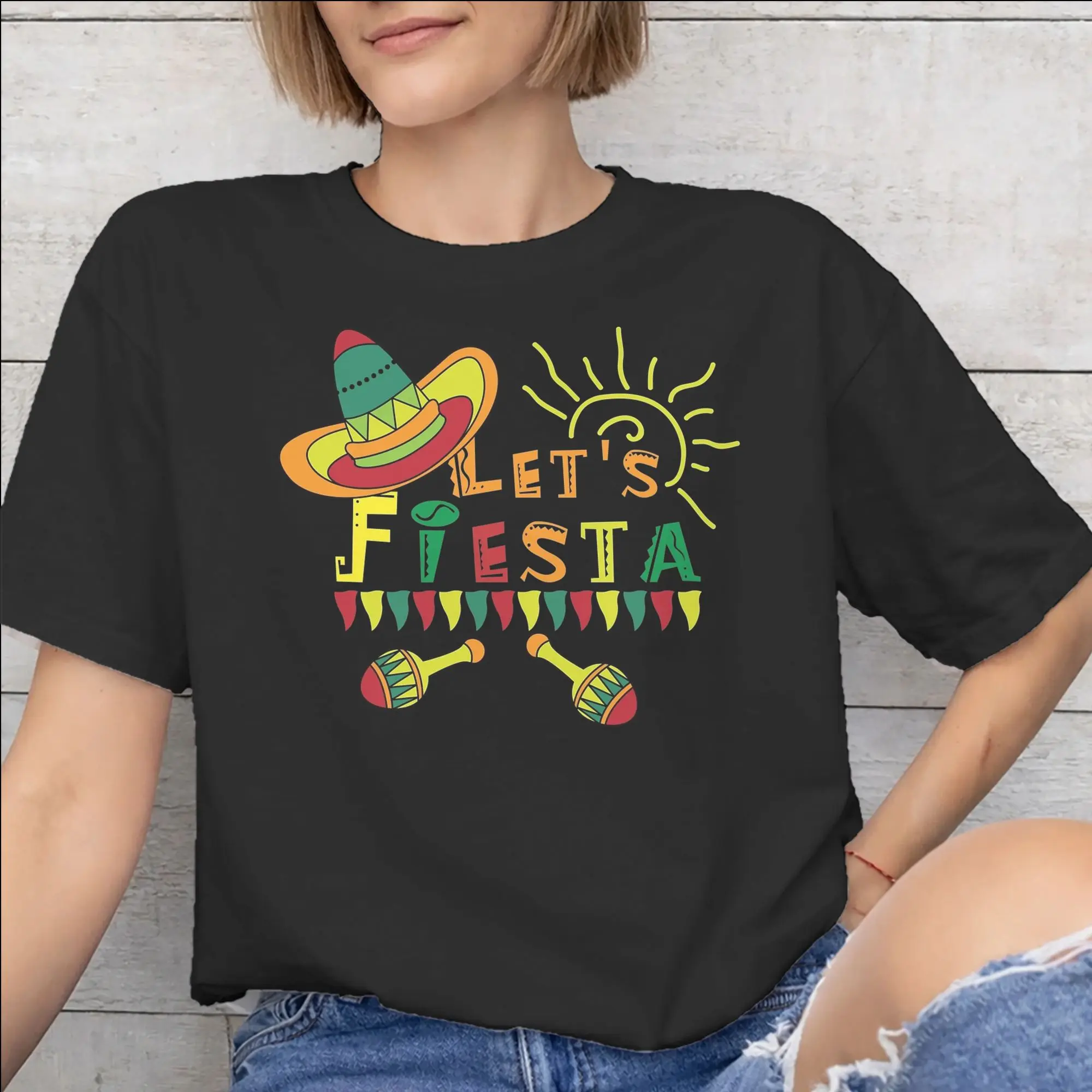 Men Women Let's Fiesta Cinco De Mayo  Shirt 100% Cotton New Arrival T-Shirt  Clothing Outfits
