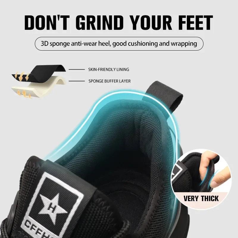 DurableNew Lightweight Labor Insurance Shoes, Just Bag Head, Anti-smashing, Anti-puncture And Comfortable Work Shoes