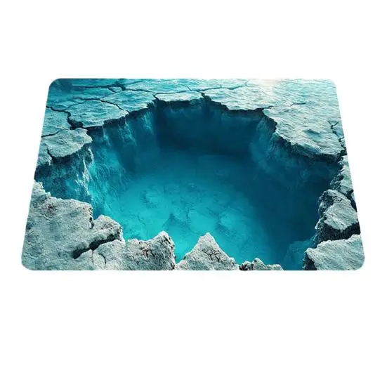 3D Visual Hole Optical Illusion Rug, Realistic Deep Pit Floor Mat, Non-Slip Washable Fun Decor for Dog Cat Entrance Hallway