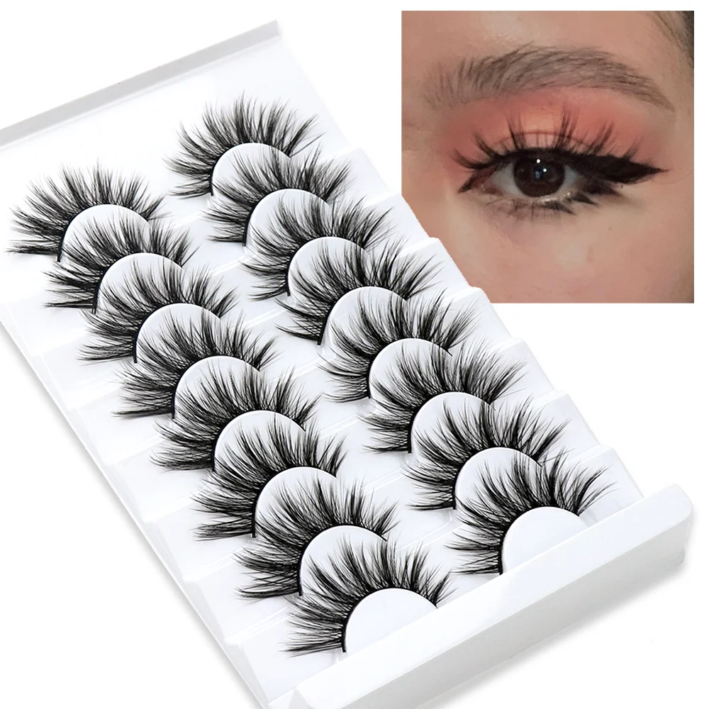 5/8 Pairs Faux Mink Eyelashes Fluffy Natural False Eyelashes 3D Dramatic Makeup Eyelash Reusable Handmade Lashes wholesale