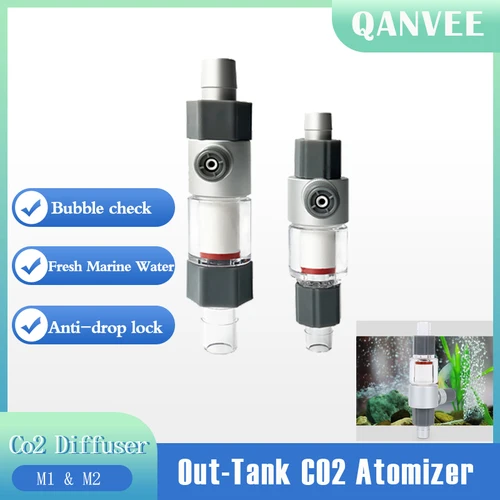 Qanvee CO2 디퓨저 무화기 시스템, 식물 수족관 어항 반응기, 새우 거북이 키트, 악바리움 분무기 실린더 액세서리