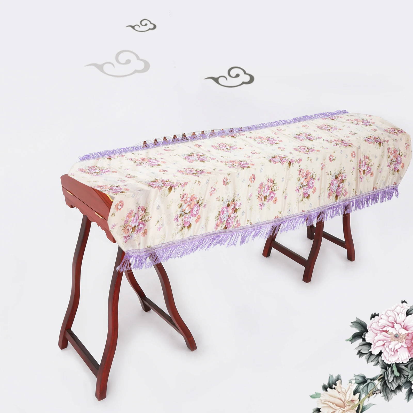 

Piano Dust Cover Golden Velvet Flower Proof Durable Musical Instrument Guzheng Cloth Protective Cover Easy to Store Foldable