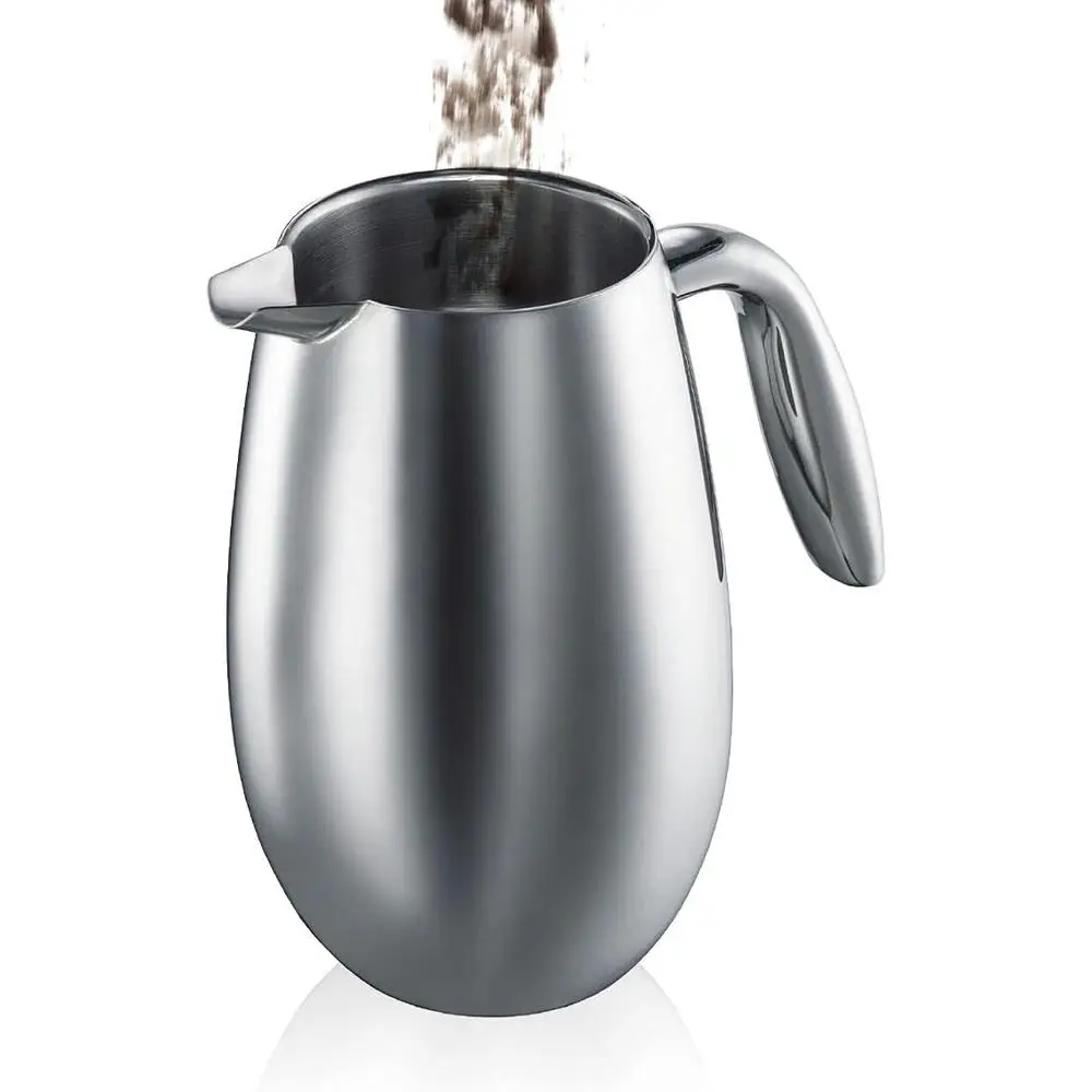 ماكينة صنع القهوة الفرنسية الحرارية المصنوعة من الفولاذ المقاوم للصدأ ذات الجدار المزدوج مع فلتر شبكي آمن للاستخدام في غسالة الأطباق