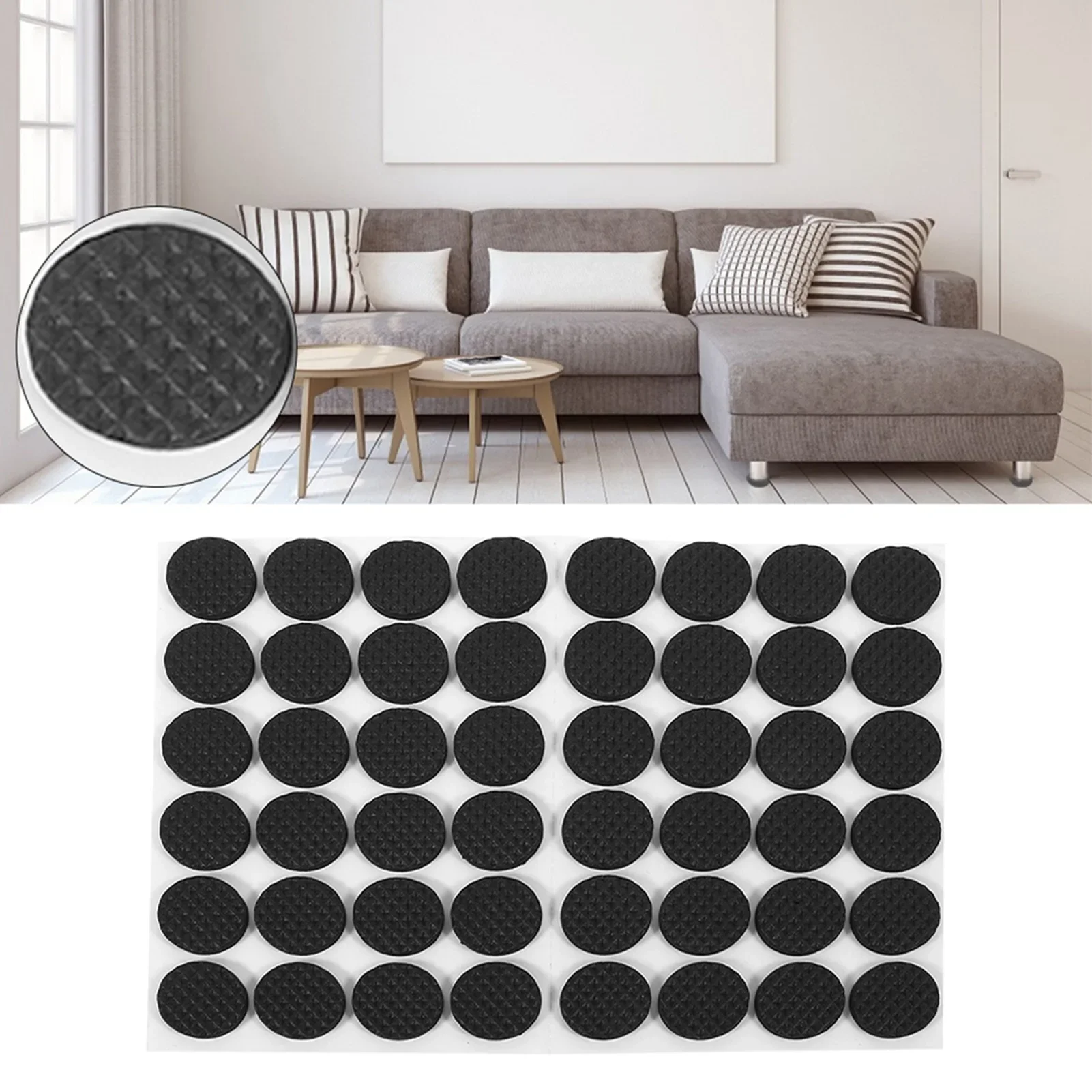 48Pcs Black Non Slip Self Adhesive Floor Protectors Square Rubber Table Chair Feet Pads Furniture Sofa Practical Tools