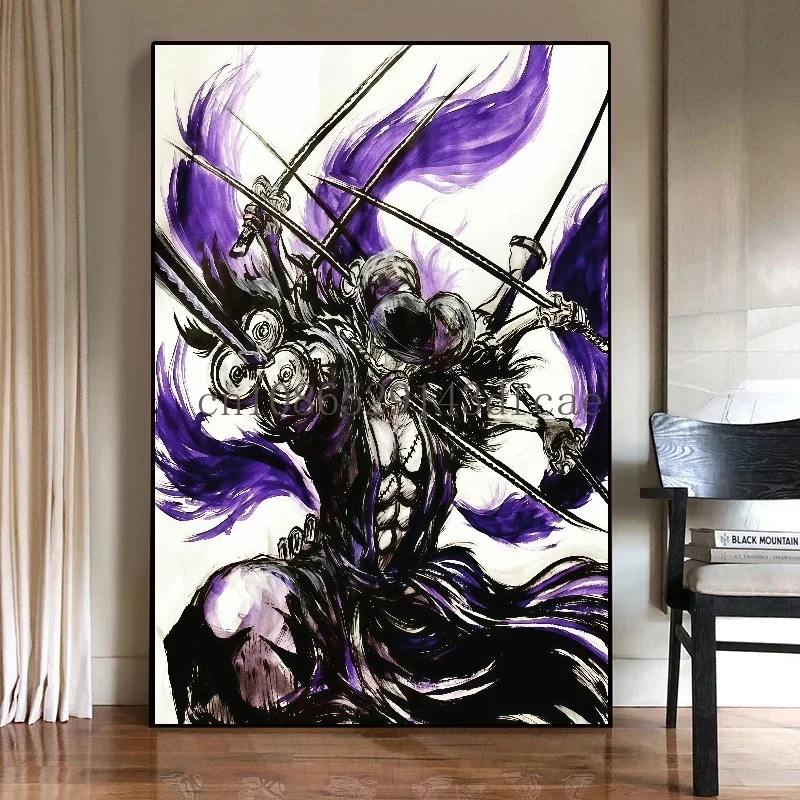 Figura anime classica One Piece Pittura su tela Roronoa Zoro Poster Stampa Immagine murale Arte della parete Camera dei bambini Decorazioni per la casa Cuadros