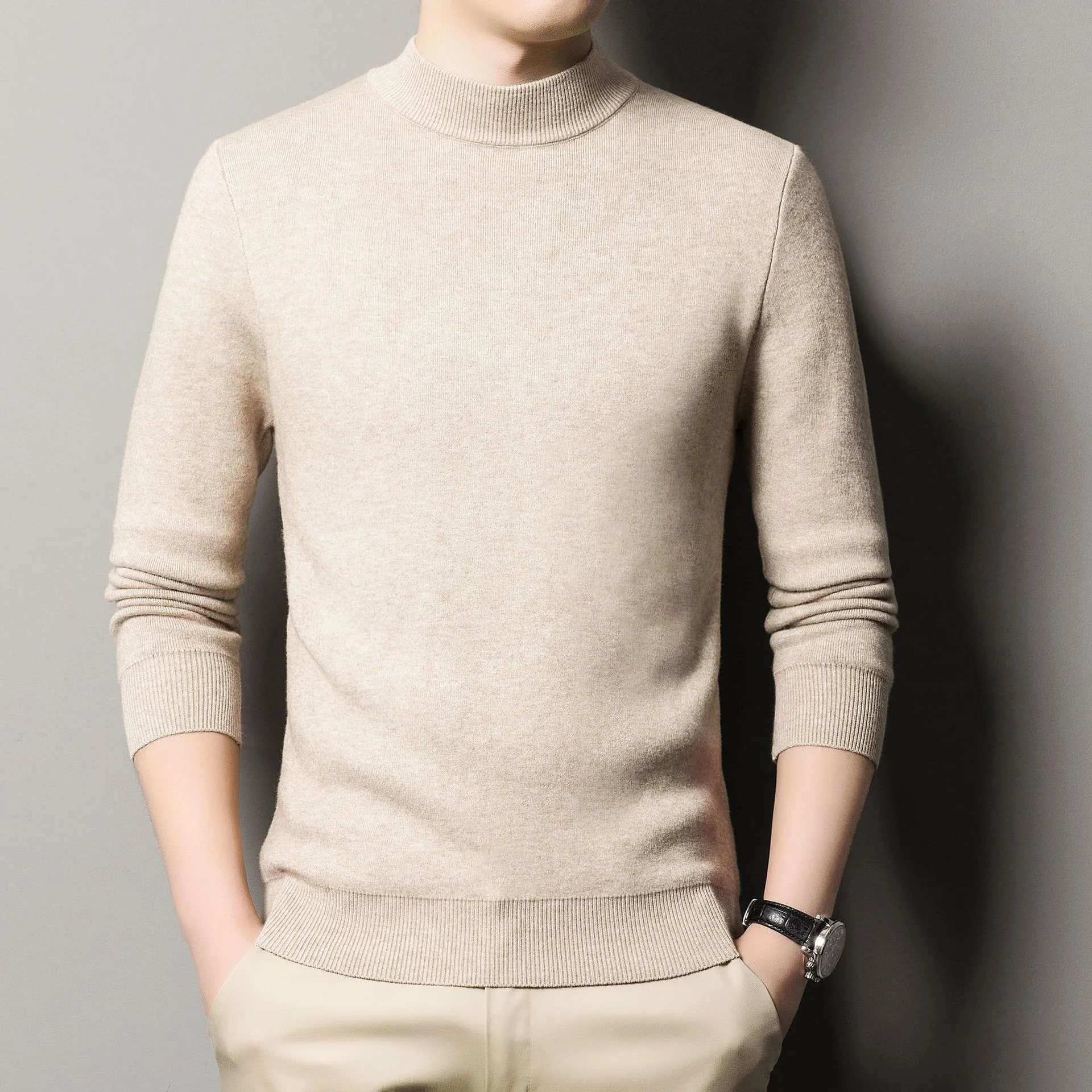 

Mens Thickened Sweater Fall Winter Basic Knitwear Casual Base Shirt Warm Comfortable Pullover Top Fashion Clothing
